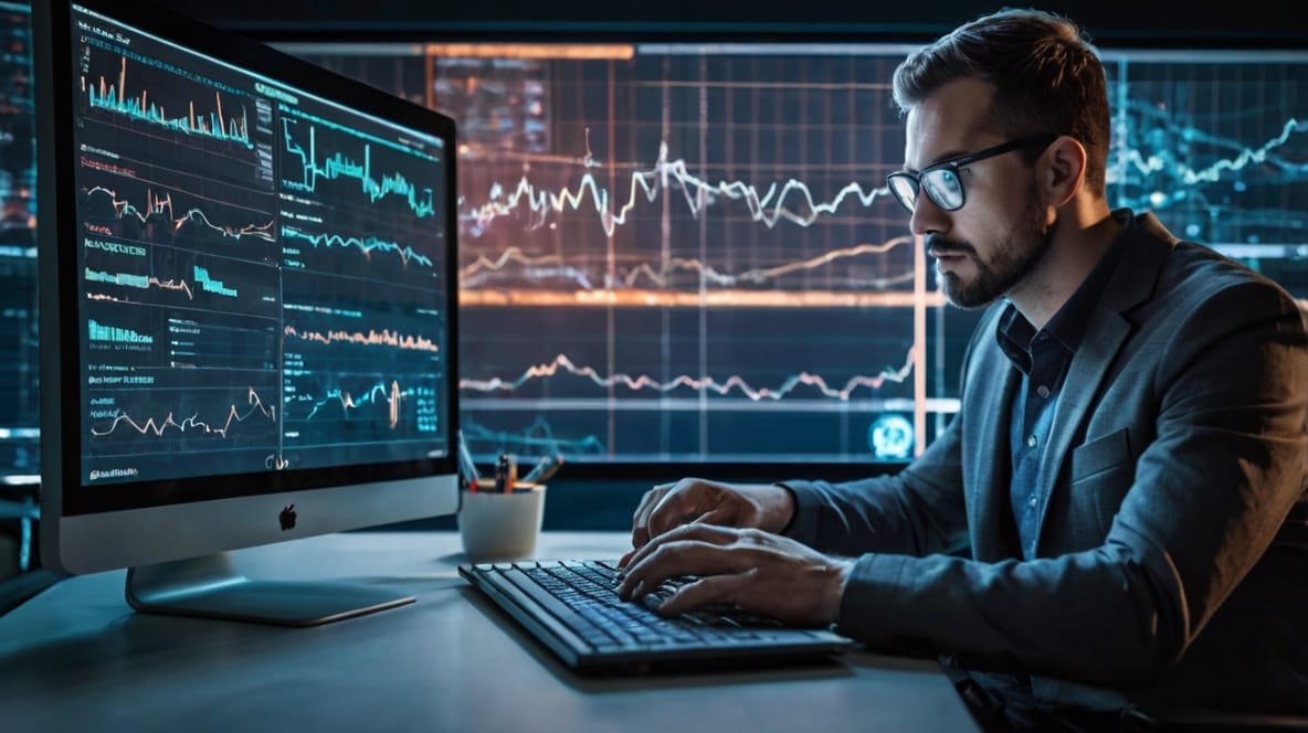 SEO-експерт аналізує дані на екрані